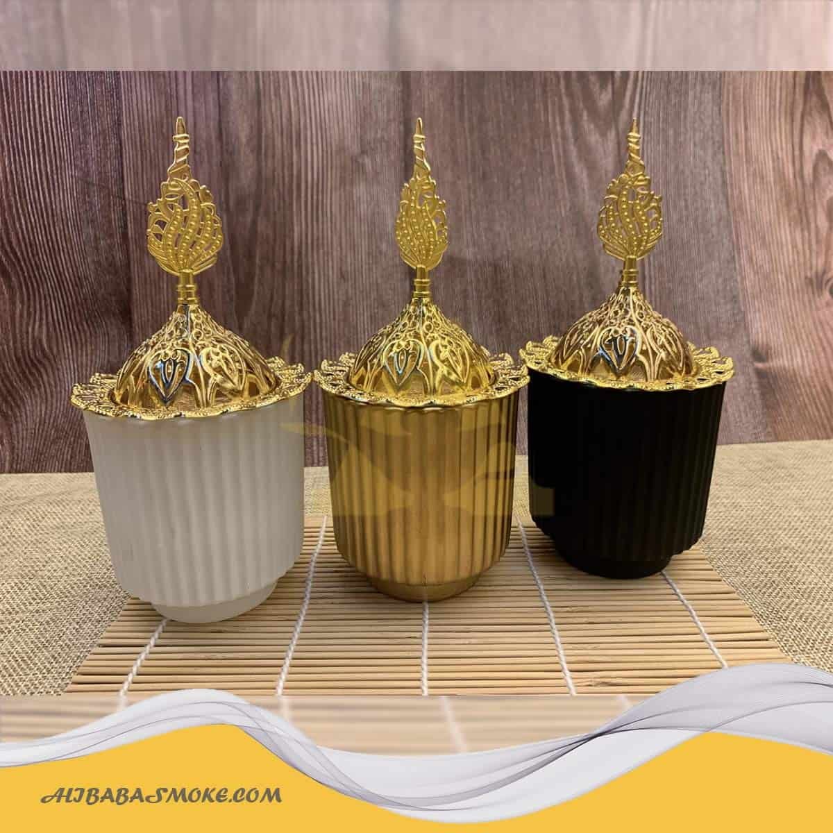 Beautiful Metal Gold Burner Luxury Arabic Censer Black and White Incense Burner