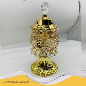 Beautiful Burner Glass with Base Burner Luxury Gold metal Incense Burner