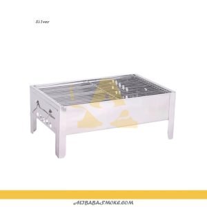Portable Barbecue Charcoal Grill, Sliver BBQ Desk Tabletop for Outdoor Cooking Camping Picnics Beach (38*23)-YS-2008