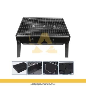 Folding Portable Barbecue Charcoal Iron Grill, BBQ Desk Tabletop for Outdoor Cooking Camping Picnics Beach (43*29)-YS-358