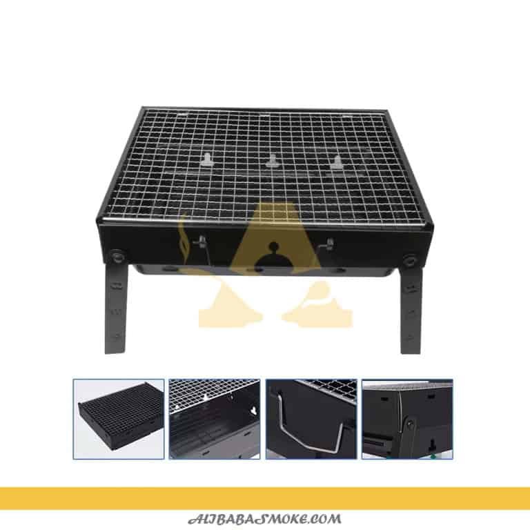 Folding Portable Barbecue Charcoal Iron Grill, BBQ Desk Tabletop for Outdoor Cooking Camping Picnics Beach (43*29)-YS-358