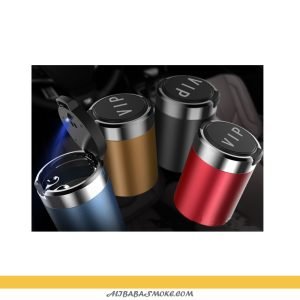 Portable Metal Wire-drawing Car Ashtray With Led Light Cigarette Accessories