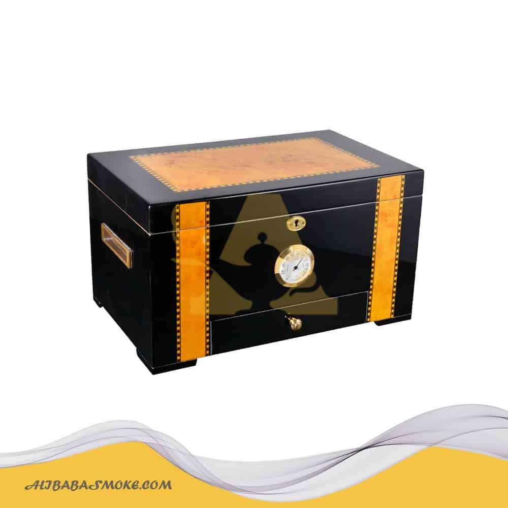 Double-layer Cigar Box with Large Capacity Wooden Cigar Humidor as Gift-WLH-0089