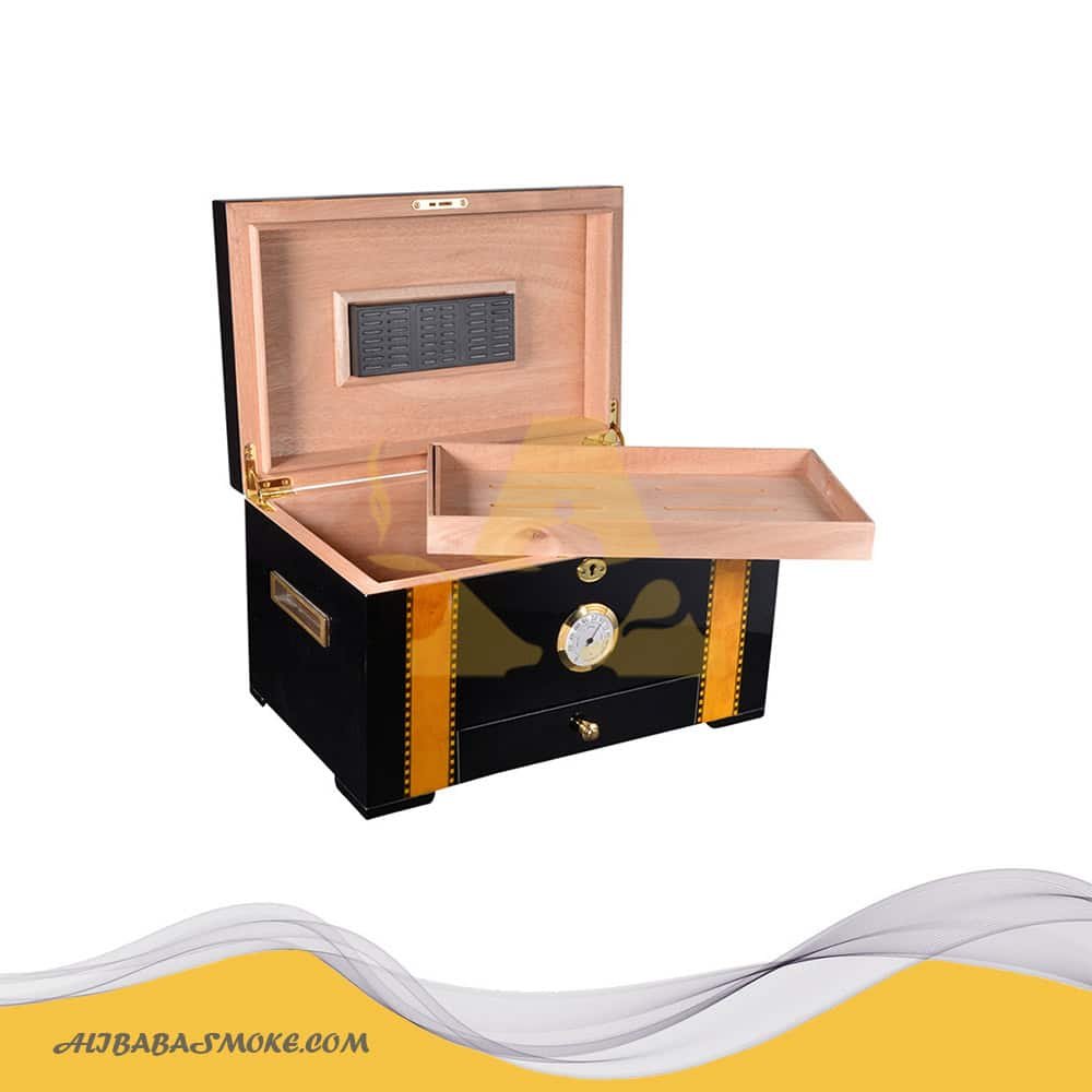 Double-layer Cigar Box with Large Capacity Wooden Cigar Humidor as Gift-WLH-0089 - Image 3