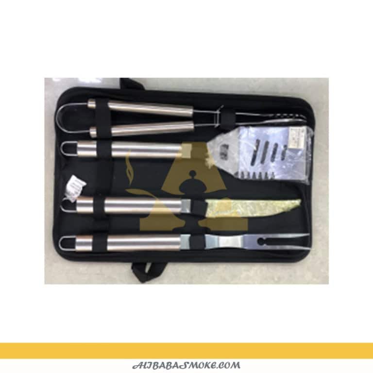4 PCS Large-Size BBQ Tool Set with Cloth Bag Outdoor/Household Stainless Steel Grill Set-BB-4