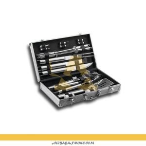 Big Handle Portable BBQ Grilling Utensils Set Aluminum Carrying Case, Deluxe 18-Piece Grill Set-ABB-18