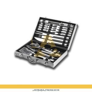 Big Handle Portable BBQ Grilling Utensils Set Aluminum Carrying Case, Deluxe 26-Piece Grill Set-ABB-26