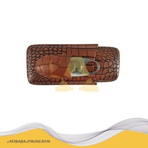 Elegant Leather Cigar Holder With Aluminum Cigar Cutter Portable Suitable as Gift-HY-3304L