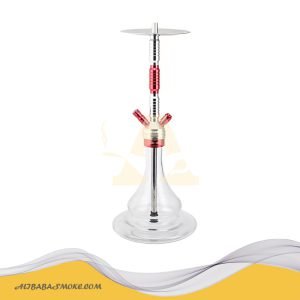 Pink with silver high Aluminium hookah with single pipe