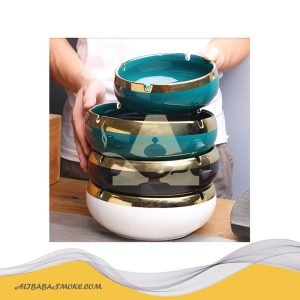 8-inch electroplating ceramic ashtray gilded edge