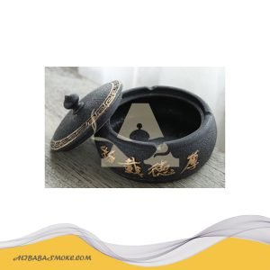 Ceramic ashtray embossed color painting with cover
