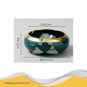 Plating ceramic ashtray with column luxury gilded edge