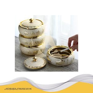 Luxury ceramic ashtray embossed plating with cover